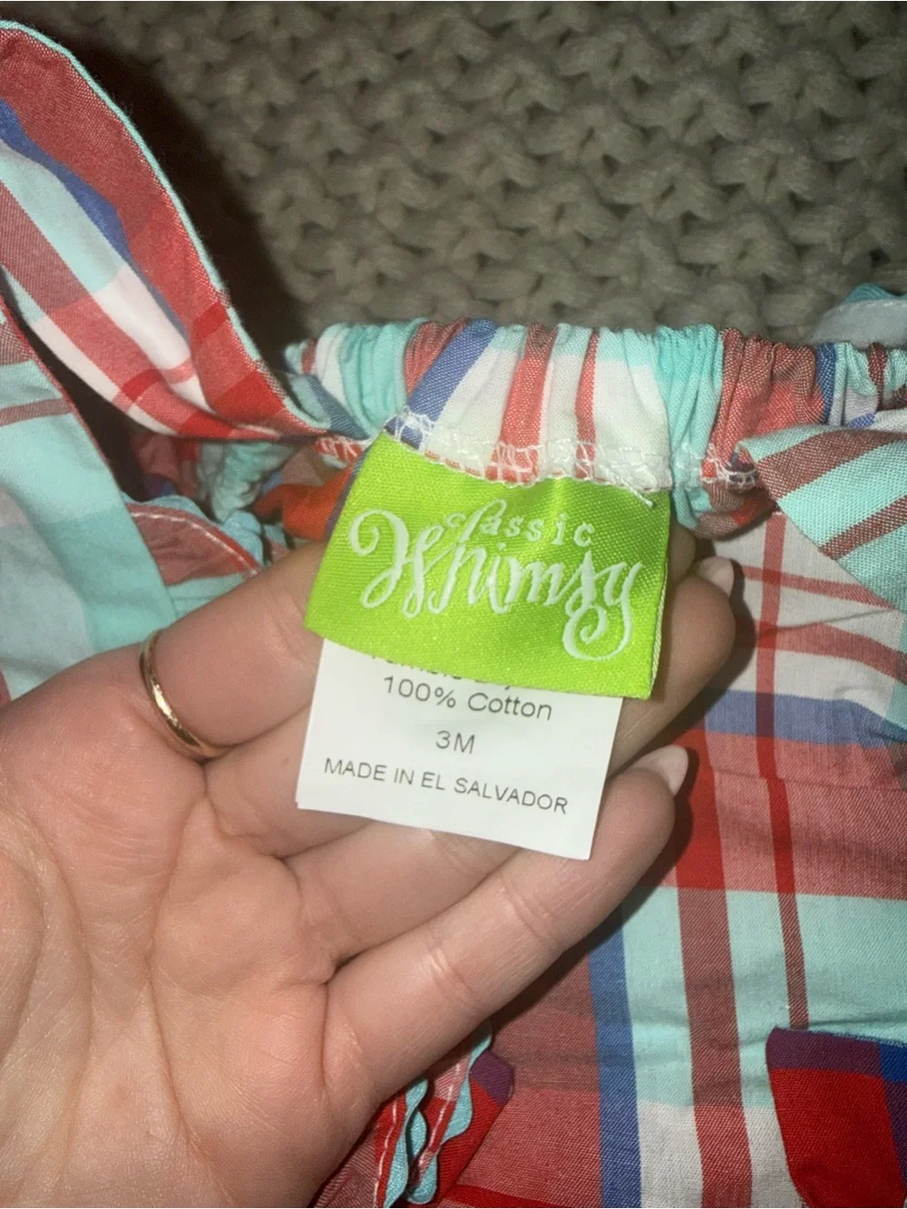Classic Whimsy Smocked Plaid Sailboat baby Romper Bubble Size 3m